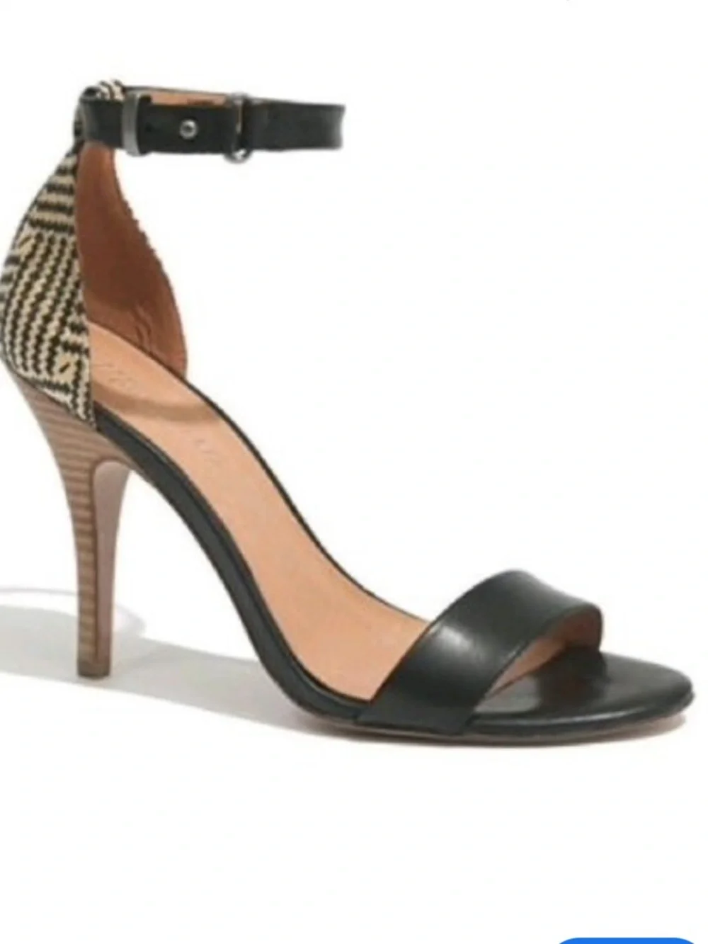 Madewell Marcel Open Toe Raffia Heel Sandals in black leather size 6.5
